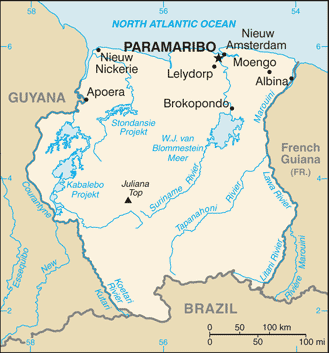 suriname map